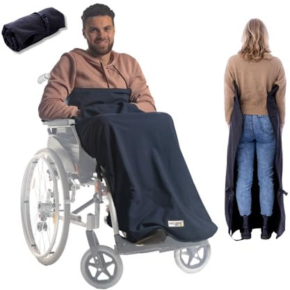 BELIEFF Rollstuhl Decke Erwachsene - Rollstuhldecke Beindecke - Rollstuhlsack - Rollstuhl Schlupfsack - Fußsack - Unten Offen - Blau - Large