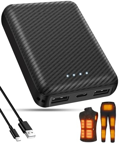 FERNIDA 10000mAh Powerbank mit Zwei USB-Anschlüssen, Tragbares 5V-Ladegerät für Beheizte Kleidung, Beheizte Westen, Beheizte Hosen und Mobile Elektrogeräte