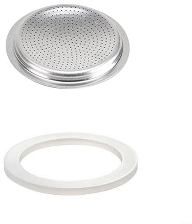 CWOQOCW Replacement Silicone Gasket Seal, Silicone Rubber Replacement Washer and Filters for Espresso Moka Stove Pot Top(9 Cup+Sieve)