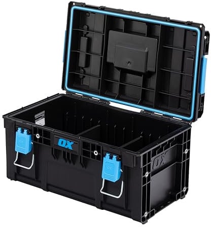 OX Tools TOOLTREK Pro Toolbwith Adjustable Dividers, IP66 Waterproof & Dustproof, Heavy Duty Portable Storage Unit with Carry Handle