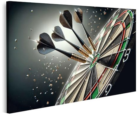 islandburner Prime Bild auf Leinwand Dart Meisterwerfer DREI Pfeile treffen ins Bullseye Bilder Wandbilder Poster