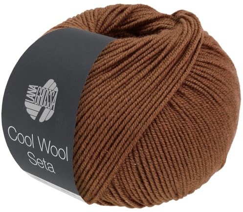 LANA GROSSA Cool Wool Seta | Cool Wool Klassiker mit Seidenanteil | Handstrickgarn aus 80% Schurwolle (Merino extrafein) & 20% Seide | 50g Wolle zum Stricken & Häkeln | 160m Garn FB 24