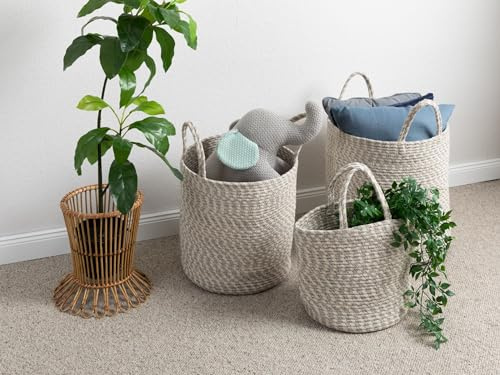 Steffensmeier Tasche Bali | Stauraum | Korb | Wolle | Grau Creme | 28x28 cm