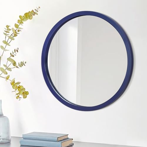JJUUYOU Runder Wandspiegel mit Holzrahmen, 22,9 cm, dekorativer Schlafsaal, hängender Kosmetikspiegel, Kreisspiegel, Bauernhaus-Stil, Wohnzimmer, Schlafzimmer und minimale Räume, Heimdekoration