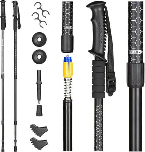 Outtec® Wanderstöcke, Nordic Walking Stöcke Damen und Herren, Wanderstöcke Teleskop, Hiking und Trekkingstöcke, Walkingstöcke - 65-135cm Verstellbar, Walking Stöcke Faltbar, Trekkingstöcke
