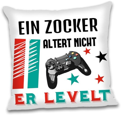 Cosymate Gaming Deko Kissenbezug Geschenke für Männer - Geburtstagsgeschenk für Freund - Jugendzimmer Gamer Deko - Zocker Geschenk Mann - 45x45 cm