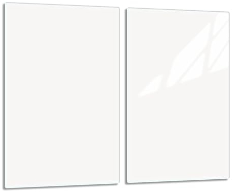 DarHaus Placa protectora de vitrocerámica 30x52 cm 2 pieza cocina eléctrica universal para inducción protección contra salpicaduras tabla de cortar de vidrio templado como decoración blanco