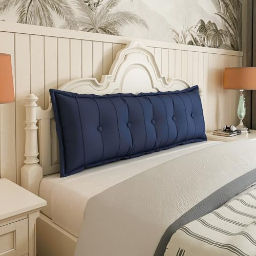 Johnear Rückenkissen für Sofa Rückenlehne Bett Lesekissen,Polyester Bücherkissen Großes Lendenkissen Kopfteil Bett Kopfkissen Wandkissen Beinkissen (blau, 160 x 8 x 50 cm)