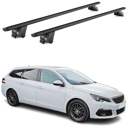 OMAC Dachträger für VW Golf mk7 Variant 2012-2019 Aluminium Schwarz | TÜV geprüft, bis 100 kg Traglast, T-Nut-Befestigung, für integrierte Dachreling geeignet, Querträger, Grundträger