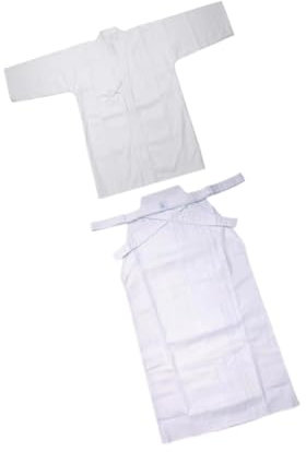 LOVIVER Japanisches Kendo-Uniform-Set, Ninjas-Judo-Bekleidung, Herren und Damen, japanischer Kimono, Hakama, Weiß und Weiß, 170CM