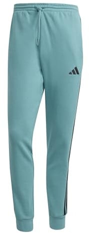 adidas Herren Essential Three Stripes Fleece Pant, Powder Teal/Black, S