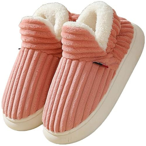 Misolin Chaussons Femme Pantoufles Homme Chaud Confortable Mousses à Mémoire Mules Automne Hiver Antidérapantes Légères et respirantes l'intérieur et l'extérieur,Rose 270(EU 38-39)