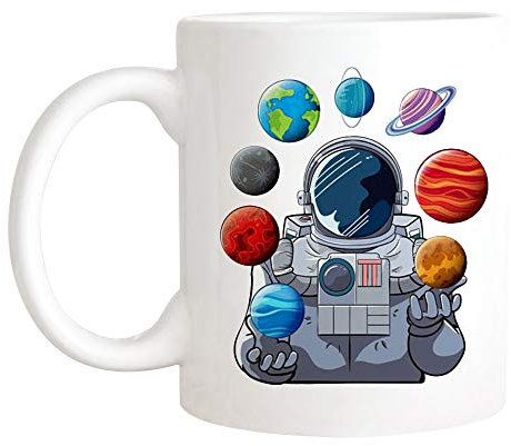 Coffee Mug Astronaut Planet Outer Space for Astronaut Lovers and Astronomy Fans, Cosmic Space Work Mug Funny Personalised Mug Premium Ceramic Cup for Men Women Work Birthday 330ML