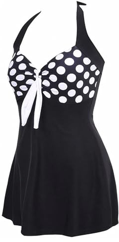 AMAGGIGO Women's Polka Dot One Piece Swimsuit Tummy Control Swimwear Swimdress with Skirt Swimming