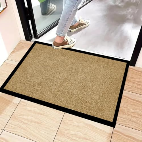 B&B Plain Twist Rubber Door Mat Outdoor and Indoor Use - Heavy Duty Waterproof PVC Non Slip Backing Dirt Trapper Kitchen Floor Mat Pets and Dog Muddy Paws Entrance Mat (60 x 90 cm, Beige)