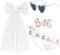 4 Stück JGA Accessoires Frauen, Bride to Be Weiß Schärpe Schleier, Junggesellenabschied Herz Sonnenbrille Perle, Rosegold Haarreif Braut, JGA deko frauen