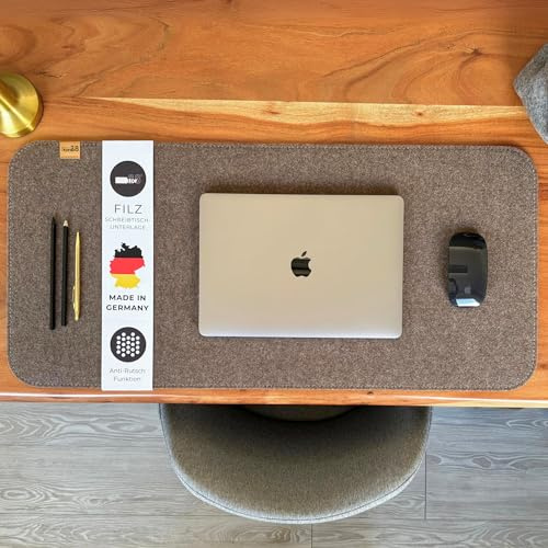 kontor28® - Schreibtischunterlage Filz MADE IN GERMANY | Schreibtisch Unterlage in der Größe 80x37,5 cm aus Upcycling-PET Filz | Filzunterlage Schreibtisch waschbar & Anti-Rutsch, Farbe Naturmeliert