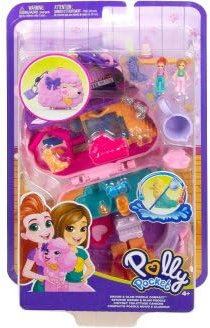 pour Polly Pocket - Coffret Caniche au Spa, toilettage Chien - Mini Univers Poupee, Animaux - Set Jouet Format Voyage et Une Carte