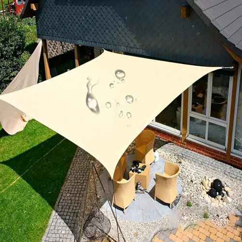 Wasserdichtes Sonnensegel for die Terrasse, rechteckiges Vordach, Markisen-Schattentuch, for Außenterrasse, Rasen, Strand, Garten, Pool, Carport, Hinterhof, Deck, Pergola(3x3.0m/9.84x9.84ft)