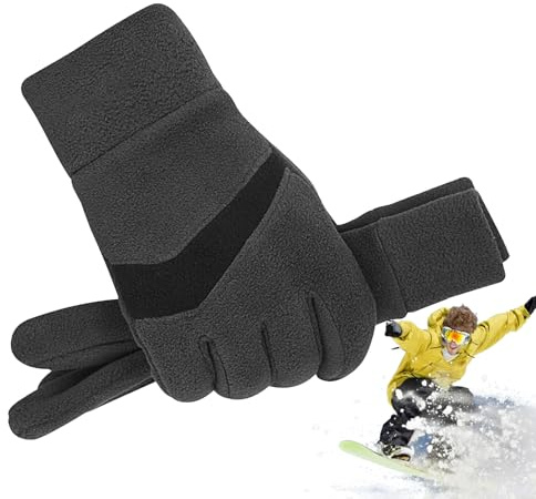 Winterhandschuhe für Männer – Thermo-Fingerhandschuhe mit Fleece-gefüttert, Fahrabnutzung im Freien | Touchscreen-Griff-Zubehör, Ausrüstung bei kaltem Wetter, Schutz, mehrfarbig, Grau