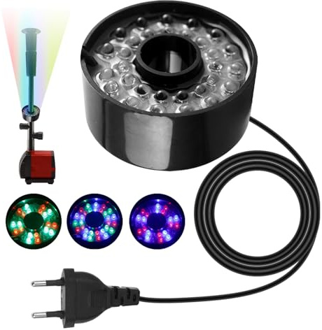 PORFOYO Rund LED Ring Teichpumpen, Universal LED Ring Für Teichpumpen, Quellsteinbeleuchtung Springbrunnen, Energiesparende Teichbeleuchtung Mit 7 Farben, Für Gartenbrunnen Und Teichanlagen