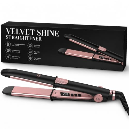 Lisseur Cheveux Professionnel Golden Goods Velvet Shine 2-en-1 – Fer à Lisser & Boucleur, Plaques Flottantes en Titane Revêtues de Céramique, Technologie Ionique Anti-Frisottis, LCD, 120–230°C, Noir