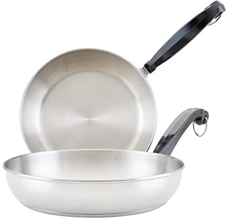 Farberware Classic Stainless Steel Frying Pan Set/Fry Pan Set/Stainless Steel Skillet Set - 8.25 Inch and 10 Inch, Silver