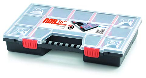 Prosperplast Sortimentsbox (mit variabel einsteckbaren Trennwänden, sicheres Verwahren; 49x29x6,5cm, 0,6kg) NOR16-R395