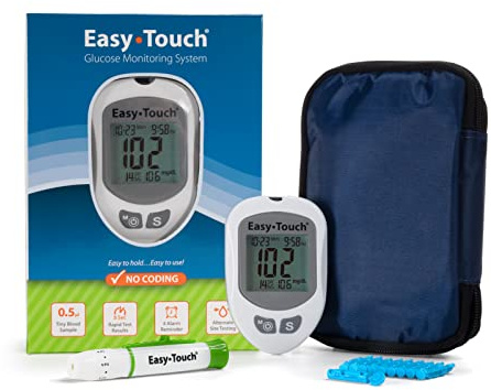 EasyTouch Blood Glucose Monitoring System – Fast, Accurate, Easy-to-Use Meter for Daily Testing, Includes Meter, Lancing Device & 10 Lancets (Test Strips Sold Separately)