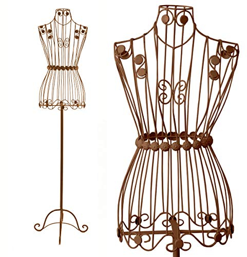 PrimoLiving Metall Schneiderpuppe Bella Donna in Antikbraun - Vintage Kleiderpuppe - ideal als weibliche Schaufensterpuppe oder Kleiderständer - P-00243