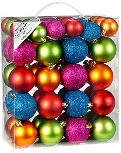 50 Christbaumkugeln 4cm und 6cm PVC Box Mille-Fiori-Mix bunt 7702136