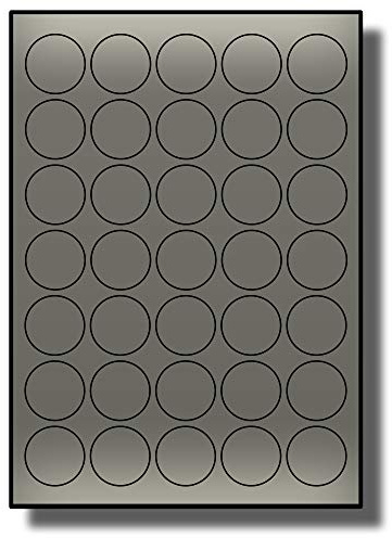 Label Planet® 35 Per Page/Sheet, 5 Sheets (175 ROUND METALLIC SILVER Sticky Labels), Coloured A4 Circular Circle Dots For Pricing/Labelling/Coding, For Laser Printers Only, LP35/37R LS, 37MM ⌀ Circles