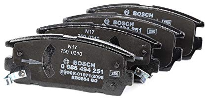 Bosch BP1123 - Brake Pads Car Rear Axle - 1 Set of 4 Pads | Bosch Quality - Reduced Noise and Dust - ECE-R90 Certified - Copper-Free