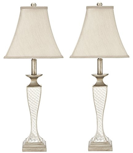 Safavieh Kailey Glass Lattice LAMP Silver/Set of 2