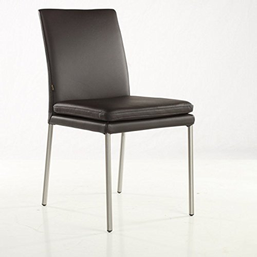 SIX Lederstuhl Ricco Stühle Echtleder Braun Leder-Stuhl Lederstühle Edelstahl