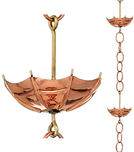 Good Directions 486P-8 Umbrella Rain Chain 8-1/2 Feet Long, Extra Large Umbrellas, 100% Pure Copper
