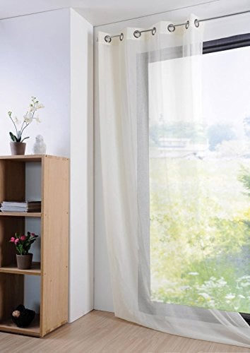 Stof - Rideau - Voile Monna avec Œillets pour Salon ou Chambre - Taille 135 x 260 Ecru - Voile pour Fenêtre ou Dressing - Garantira Votre Intimité - Décoration - Idéal pour Maison