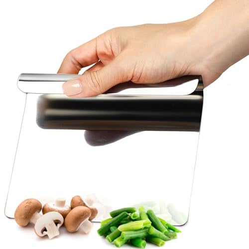 Hausfelder AIDE DE CUISINE MULTI-USAGE en acier inox 18/10 - ramasse légumes, ustensiles de cuisine inox, raclette legumes cuisine et grattoir à pate