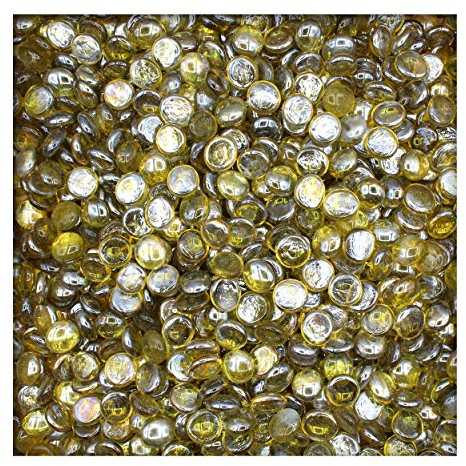 Kieskönig 1 kg Glasnuggets Glassteine Muggelsteine Mosaiksteine Tischdeko 17-19 mm Gelb