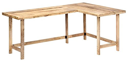 vidaXL Mangoholz Massiv Schreibtisch Rustikal Bürotisch Eckschreibtisch Computertisch Arbeitstisch Winkelschreibtisch PC Tisch Büro 180x120x76cm