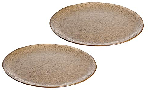 Leonardo Matera Keramik-Teller 2-er Set, spülmaschinengeeignete Speise-Teller, Essteller mit Glasur, 2 runde Steingut-Teller, Ø 27 cm beige, 026983