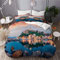 XINGAKA Gedruckt Bettwäsche，Krk Atemberaubendes Abend Stadtbild Vrbnik Stadtdrastische Küsten Parks Kroatien Kvarner Mediterranean Bay，Mode Polyester 3 teiliges Bettwäscheset Double-200x200cm