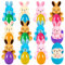 Whaline 24 Stück Ostereier mit Plüschhase Bunte Ostern Eier gefüllt mit Hasen Gefüllte Ostereier Osterkorb Füllstoffe Ostern Kinderspielzeug für Ostern Kinder Geschenke Schule Belohnungen Souvenirs
