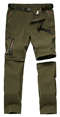 CAMOFOXIN Men's Hiking Pants Outdoor Convertible Quick Dry Fishing Pants & Shorts (Khaki, Black) - green - 36W x 32L