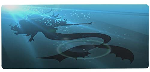 Moyyo Mermaid Under Water Mouse Pad Gaming Mouse Mat (900x400x3mm) Extra Large Desk Mat with Smooth Surface and Non Slip Rubber Base xxl Mousepad Desk Protector for Office Working Laptop Computer