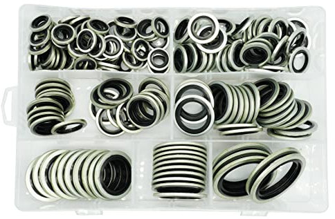 Dsnaduo BSP Dowty Lot de 160 rondelles d'huile auto-centrées caoutchouc 7 tailles pour remplacer 32300 avec boîte (1/8, 1/4, 3/8, 1/2, 5/8, 3/4, 1), pour automobile, roulements, pompes