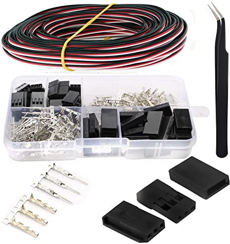 RUNCCI-YUN 30 Sets Servo Stecker set,3 Pin JR stecker,RC Männlich Weiblich stecker, 2,54mm Männlich Weiblich Stecker,5m 3pin Servokabel für Futaba Style Servo Connector