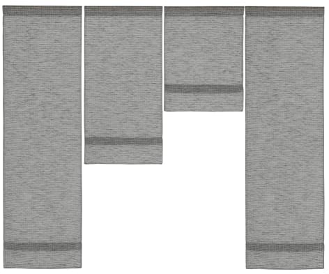 Experience by Omega Scheibengardine modern 3er I 4er Mini Flächenvorhang Set Anthrazit 4049 4050 Breite 90 cm 120 Größe 4 x 30 100/60/40/100 cm, Farbe
