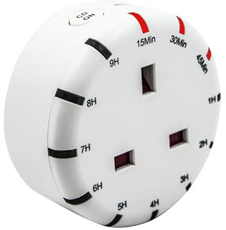 Uni-Com Simple Countdown Plug-in Timer, Energy Saving, Home Security, 12 Timer options & Daily Repeat Feature, Easy Programming for Automatically Operating Lamps, Lights & Home Appliances