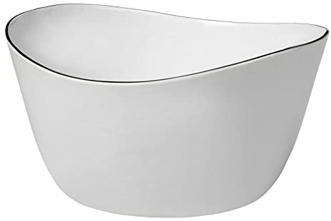Broste Copenhagen Salt Schale aus Keramik in der Farbe Weiß-Schwarz, Maße: 24cm x 13cm, 14533472